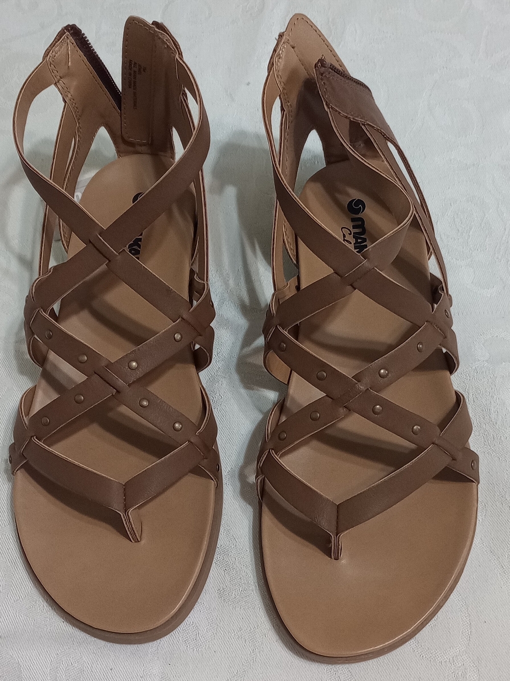 Women’s Tan Crisscross Studded Strappy Sandals